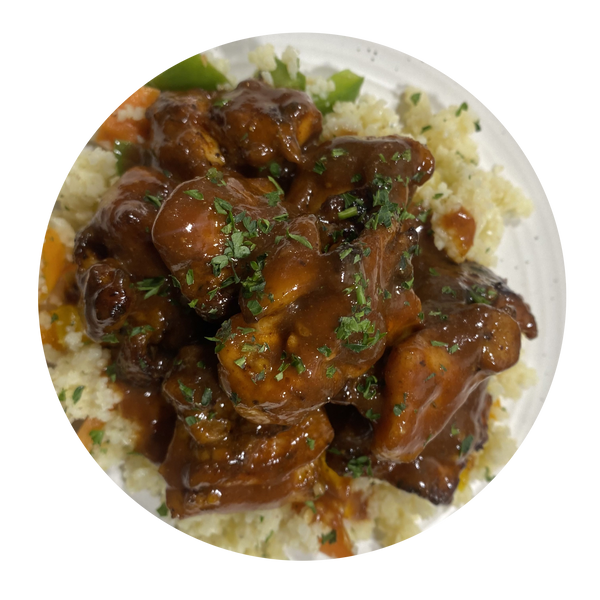 Triple Crunch BBQ Chicken On Vegetable Bulgar